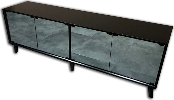 TV Sehpa ST 17959 Modern Konik Ayna Parlak Gri Modern Kayın Retro Ayak El Yapım - Image 1