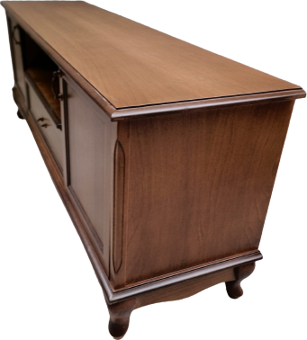 Tv Sehpa ST 17941 Klasik Model Kaplama Kayın Ahşap Aslan Ayak Ceviz El Yapım 120 cm - Image 1