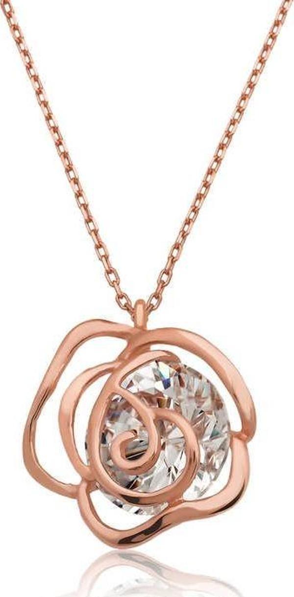 himarry ​925 Ayar Gümüş Rose Gül Kadın Kolye - Image 1