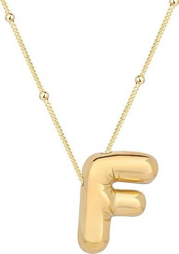 himarry 925 Ayar Gümüş Gold Balon F Harfi Kadın Kolye - Image 1