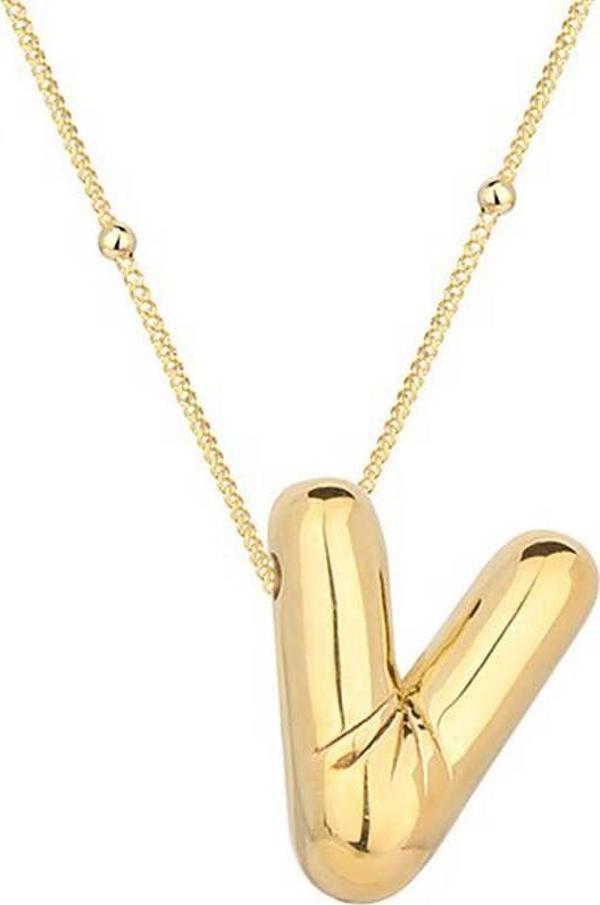 himarry 925 Ayar Gümüş Gold Balon V Harfi Kadın Kolye - Image 1