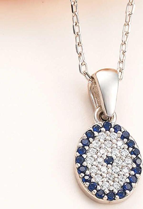 himarry 925 Ayar Gümüş Oval Nazar Kadın Kolye - Image 1