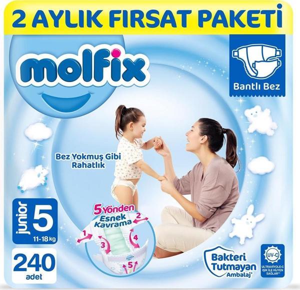 Molfix Bebek Bezi 5 Beden Junior 2 Aylık Fırsat Paketi 240 Adet - Image 1