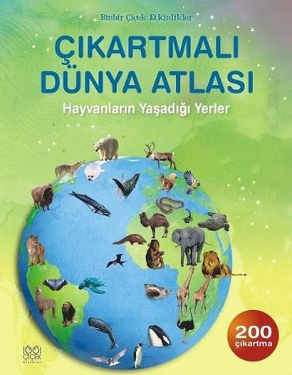 Çıkartmalı Dünya Atlası: Hayvanların Yaşadığı Yerler - 1001 Çiçek - Image 1