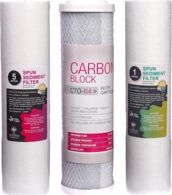 Su Arıtma Cihazı 3'lü Ön Filtre Seti 1 Mikron Sedient Filtreli 1 - 2 - 3 Aşama Filtreleri - Image 1