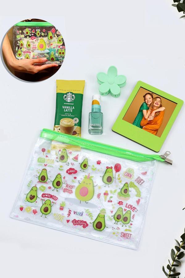 Trendmiya İnstagram Çerçeve & Sulu Şeffaf El Çantası & Pastel Oje & Mandal Toka & Starbucks Kahve Hediye Seti - Image 1
