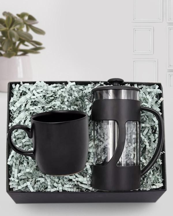 Trendmiya Siyah Kupa & 350Ml Siyah Renk French Press Hediye Seti - Image 1