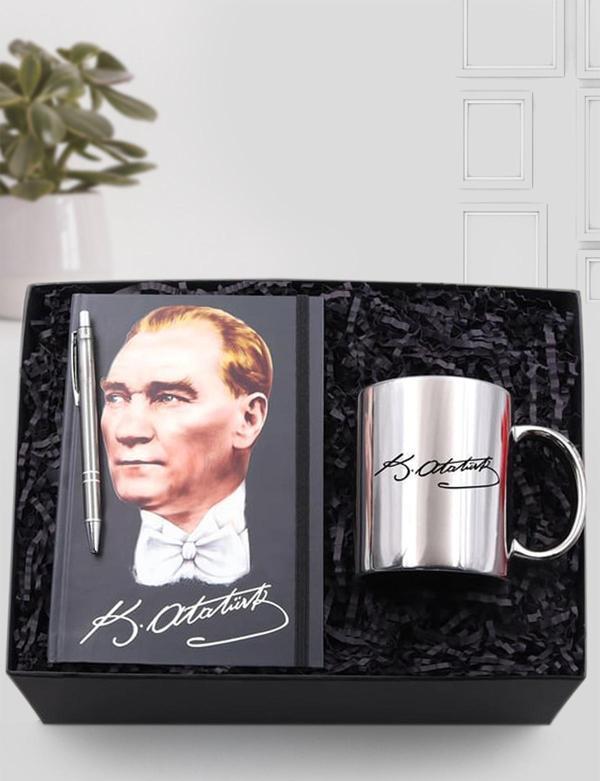 Trendmiya Tükenmez Kalem & Kemal Atatürk İmzalı Kupa & Mustafa Kemal Atatürk Resimli Defter Hediye Seti - Image 1