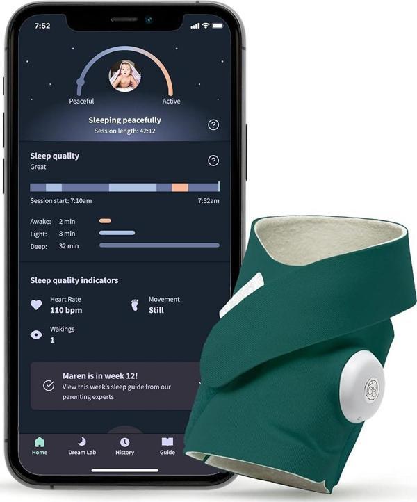 Owlet Dream Çorap - Akıllı Bebek Monitörü - Canlı Nabız, Oksijen Takibi - Yeşil - Image 1