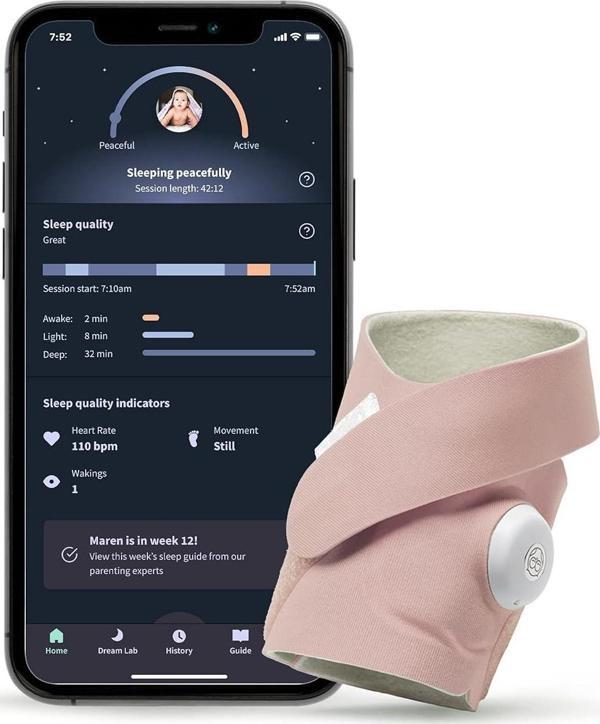 Owlet Dream Çorap - Akıllı Bebek Monitörü - Canlı Nabız, Oksijen Takibi - Gül Kurusu - Image 1