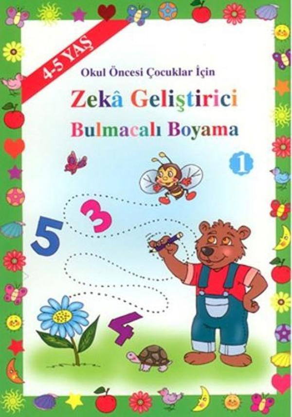 Okul Öncesi Çocuklar İçin Zeka Geliştirici Bulmacalı Boyama 1 (4 - 5 Yaş) - Uysal Yayınevi - Image 1