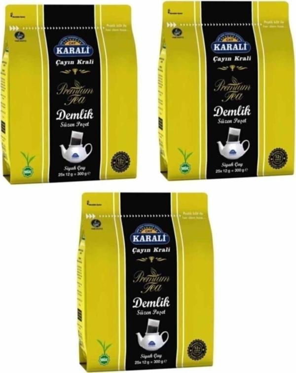 Karali Çay Premium Demlik Poşet Siyah Çay 25'li 3 Adet - Image 1