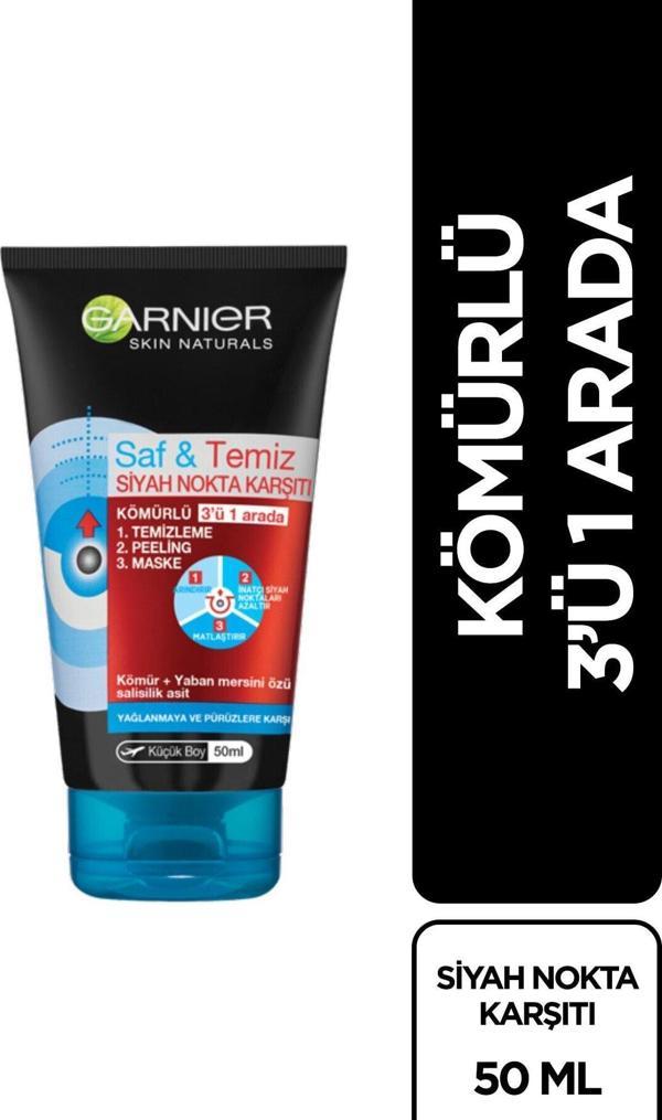 Garnier Saf & Temiz Siyah Nokta Karşıtı Kömürlü 3'ü 1 Arada Seyahat Boy 50 ml - Image 1
