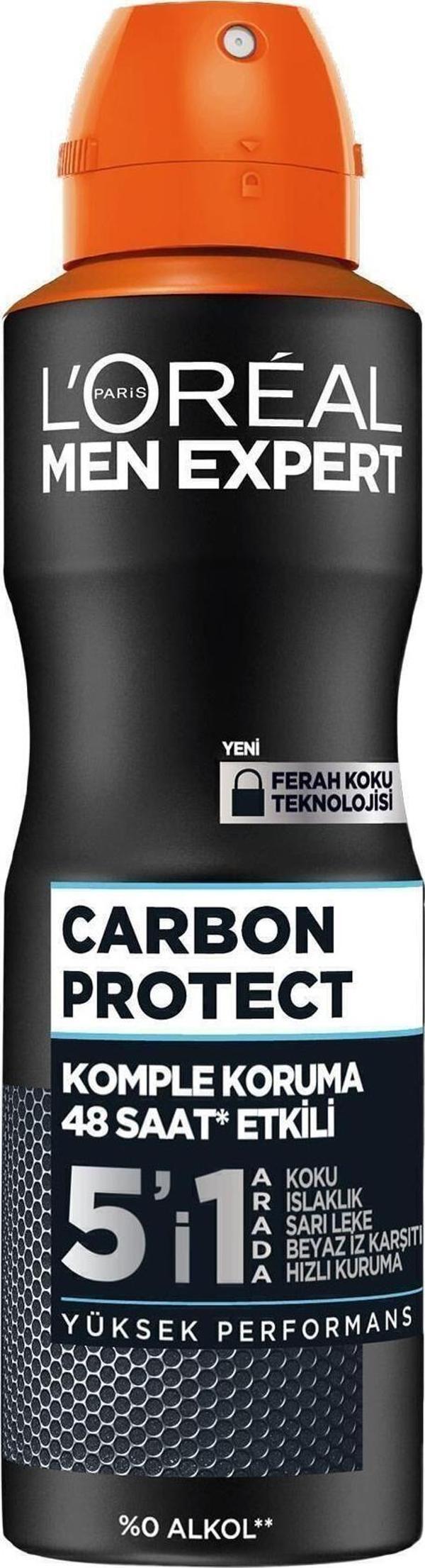 L'Oréal Paris Carbon Protect Anti Perspirant 5'i 1 Arada Erkek Sprey Deodorant 150ml - Image 1