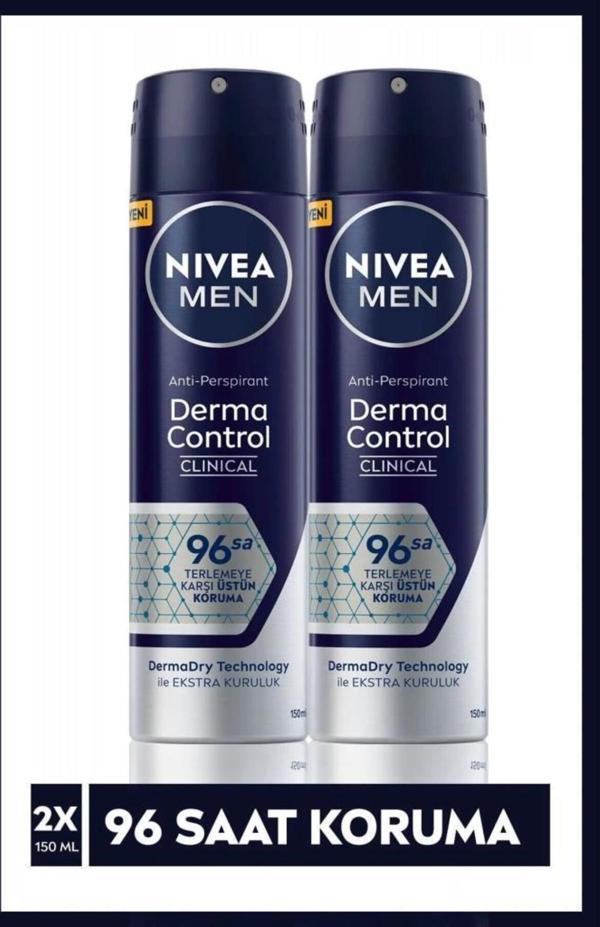 Men Derma Control Clinical Erkek Sprey Deodorant 150ml,96 Saat Üstün Koruma X2 Adet - Image 1