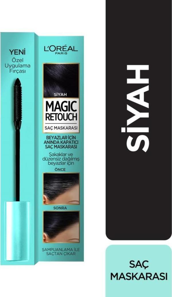 L'Oréal Paris Magic Retouch Beyazlar Için Anında Kapatıcı Saç Maskarası Siyah - Image 1