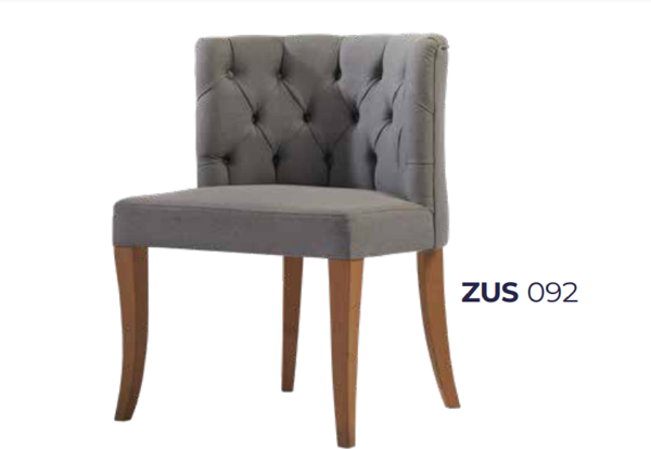 Sandalye 14211 Zus092 Kapitone Kavrar Sırt Berjer Model Kayın Ayak Gri Döşeme Kumaş - Image 1