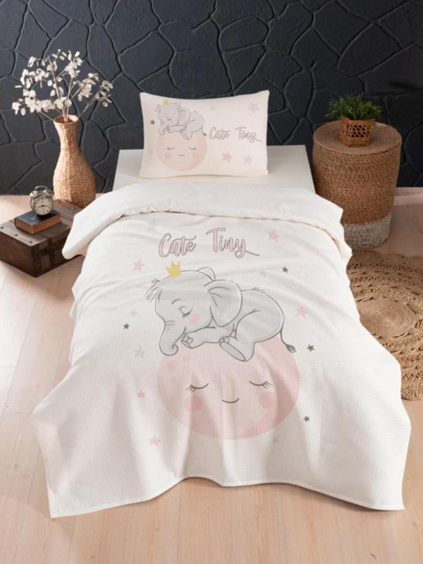 Instababyrooms Bebek ve Çocuk Odası Pamuklu Tek Kişilik Waffle Pike ve Yatak Örtüsü - Image 1