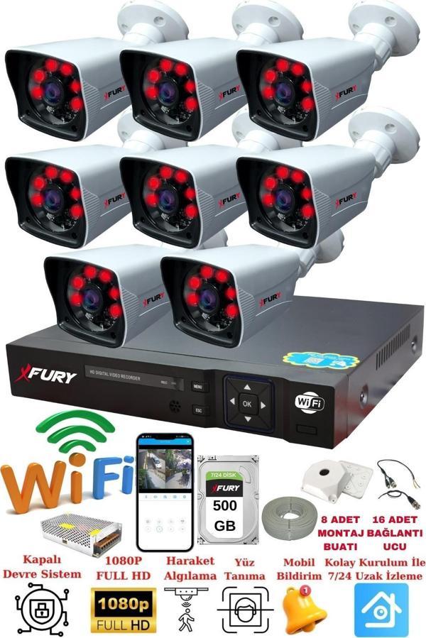 FURY 8 Kameralı 5mp Lensli 1080P 2mp Görüntü 6 Atom Gece Görüşlü FullHd Güvenlik Kamerası 5525A 500GB - Image 1