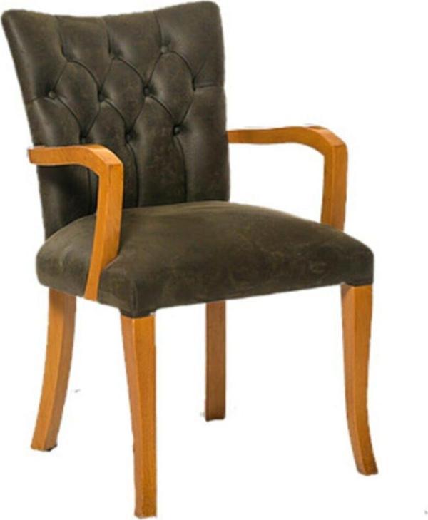 Sandalye 18526 Zus160  Bambu Kolçak Model Kayın RETRO Ayak Antrasit Kumaş Elyapı - Image 1