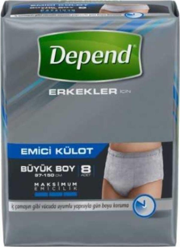 Depend Emici Külot Erkek Büyük 8'li - Image 1
