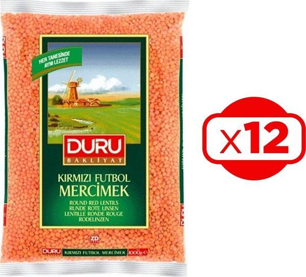 Duru Kırmızı Futbol Mercimek 1000 gr x 12 Adet - Image 1