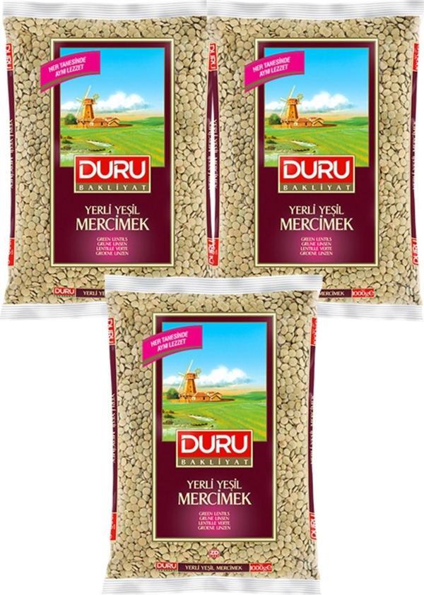 Duru Yerli Yeşil Mercimek 3x1000 Gr - Image 1