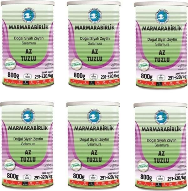Marmarabirlik Az Tuzlu Siyah Zeytin 800 Gr S 291-320/kg x 6 Adet - Image 1