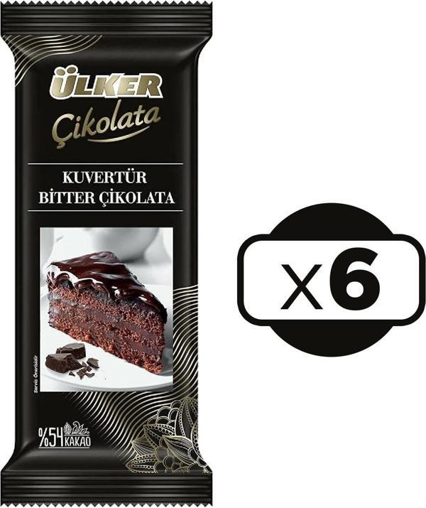 Ülker Kuvertür Bitter Çikolata 6 x 200 G - Image 1