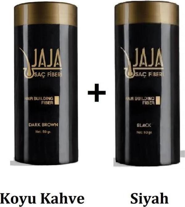 Jaja Saç Fiberi Dark Brown & Siyah 50 Gr X 2'li Özel Set - Image 1