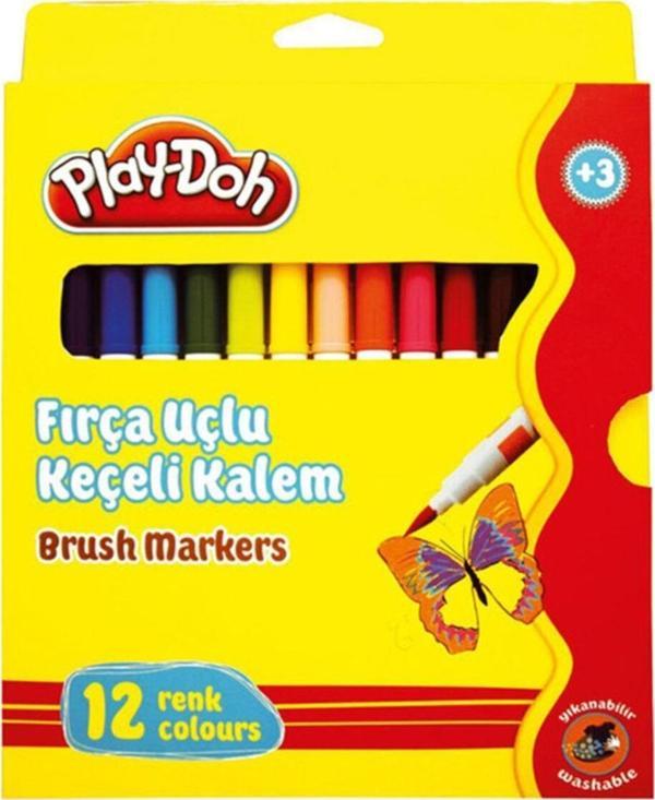 Play Doh 12 Renk Fırça Uçlu Keçeli Kalem - Image 1
