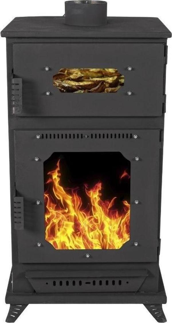 Pelet ve Odun Sobası MS-K003 Modeli Şömineli - Fırınlı - Image 1