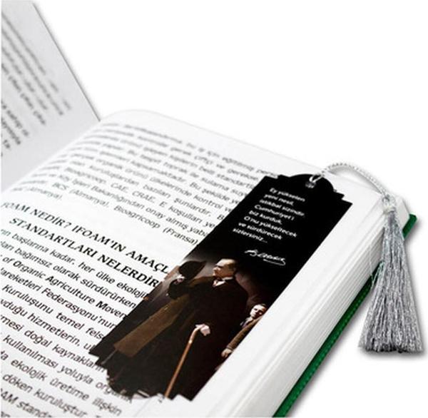 Notyaz Atatürk Püsküllü Nano Yapışkanlı Kitap Ayracı Kitaba Yapışabilen Kitap Ayracı - Image 1