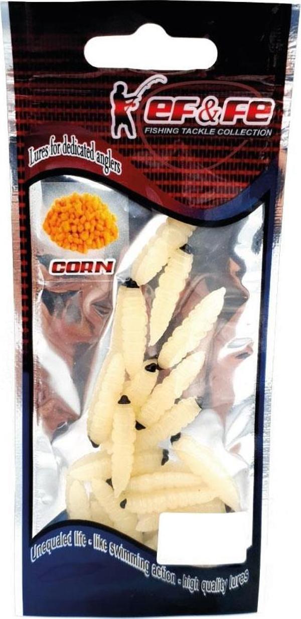 EFFE Silikon Larva Kurtçuk Mısır Aromalı Suni Yem 2.6cm Krem - Image 1