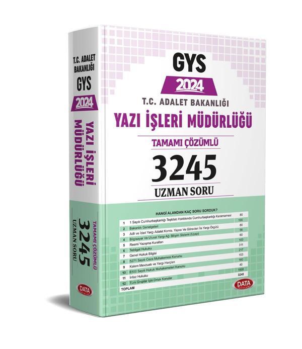 Data Yayınları 2024 GYS Adalet Bakanlığı Yazı İşleri Müdürlüğü 3245 Uzman Soru Bankası Çözümlü Görevde Yükselme - Data Yayınları - Image 1