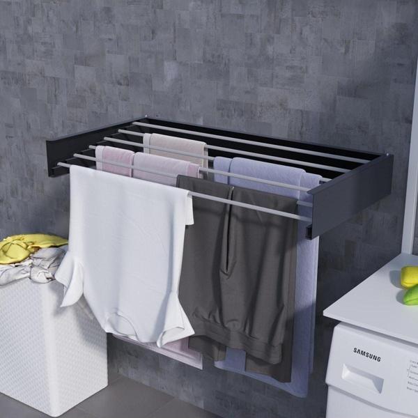 Ayz Design Kurutmalık Çamaşır Askısı - Duvara Monte, Katlanabilir Çamaşırlık - (Antrasit-100Cm) Antrasit - Image 1