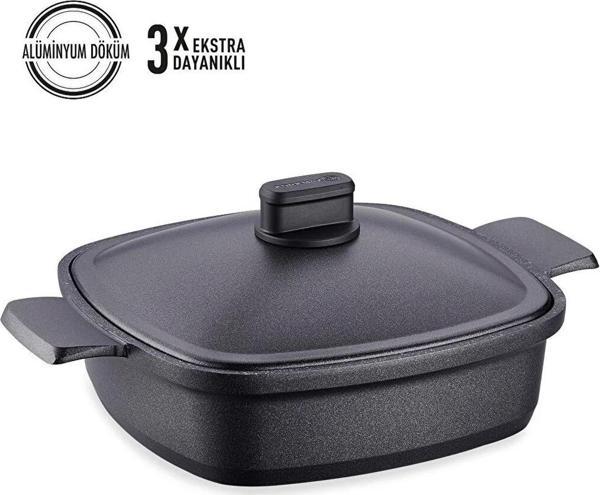 Korkmaz A2584 Casterra Kare Döküm Kısa Tencere 26x26x7  - Image 1