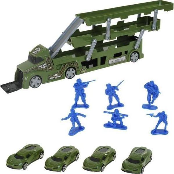 King Toys Arabalı Asker Aksesuarlı 3 Katlı Taşıyıcı Askeri Tır LAL 1111 - Image 1