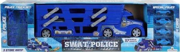 King Toys Arabalı Polis Aksesuarlı 3 Katlı Taşıyıcı Polis Tır LAL 1110 - Image 1