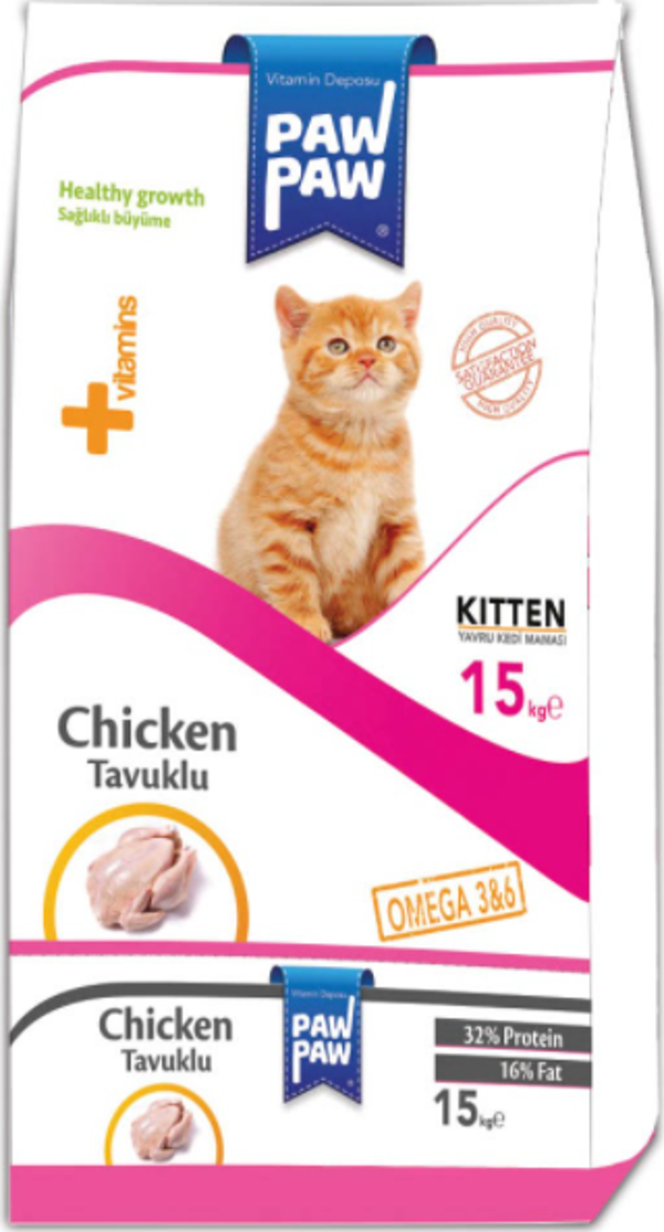 Paw Paw Kitten Tavuklu Yavru Kedi Maması 15 kg - Image 1