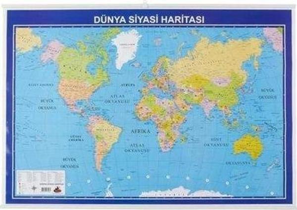 Panda Dünya Siyasi + Fiziki Çıtalı Harita 70X100 - Image 1