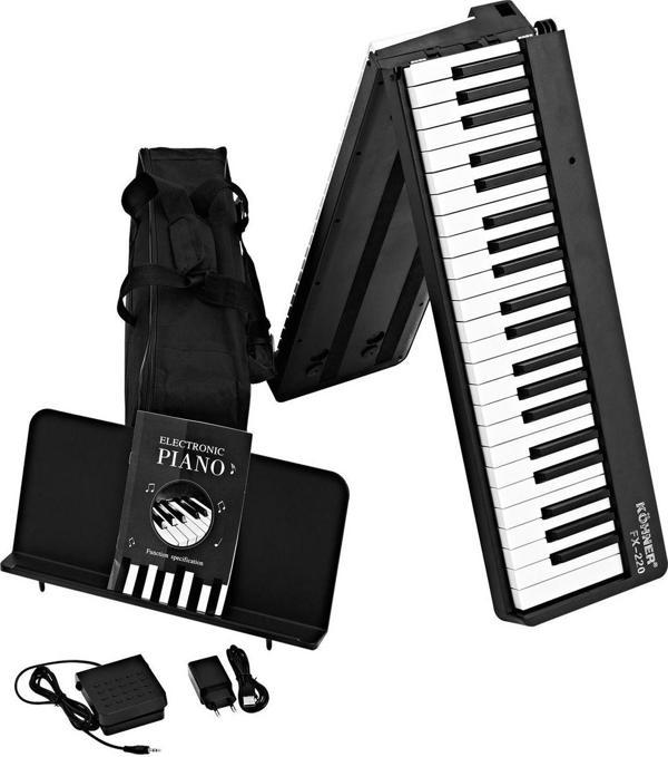Köhner FX-220 Katlanabilir, Taşınabilir, Şarjlı Dijital Piyano (Dinamik Klavyeli, Tuş Hassasiyetli 88 Tuş) - Image 1