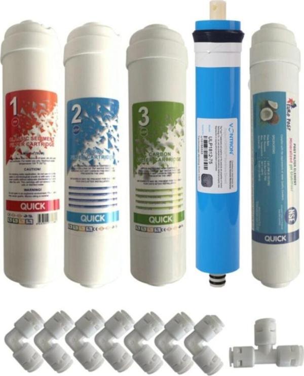 Su Arıtma Filtre Seti 5'li Vontron Membranlı Her Kapalı Kasa Cihazla Uyumlu Filtre Seti Dirsekli - Image 1