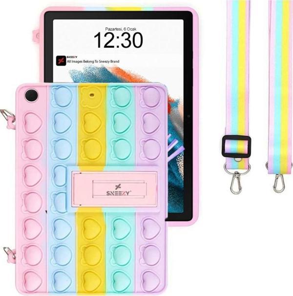 Sneezy Samsung Galaxy Tab A8 Sm-X200 10.5 İnç Tam Uyumlu Glow Desenli Standlı Askılı Popit Tablet Kılıfı - Image 1