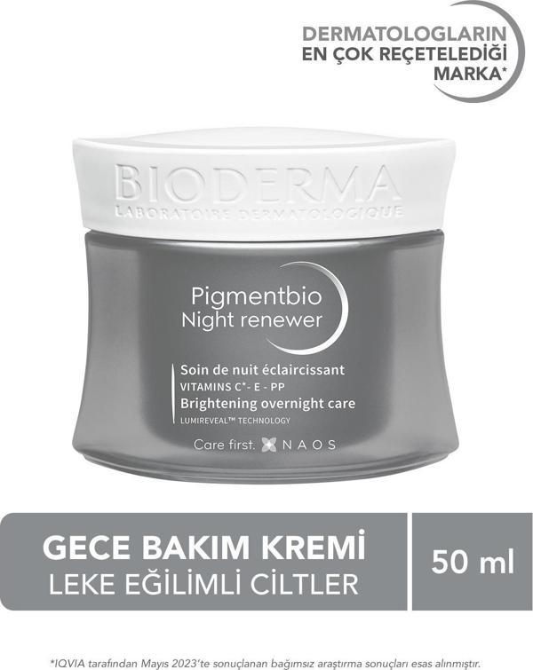 Bioderma Pigmentbio Night Renewer Koyu Leke Karşıtı Cilt Tonu Eşitleyici C Ve E Vitamini Gece Kremi 50 Ml - Image 1
