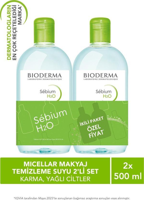 Bioderma Sebium H2O Micellar Makyaj Temizleme Suyu 2'Li Set Karma,Yağlı Ve Akne Eğilimli Ciltler 500 Ml - Image 1
