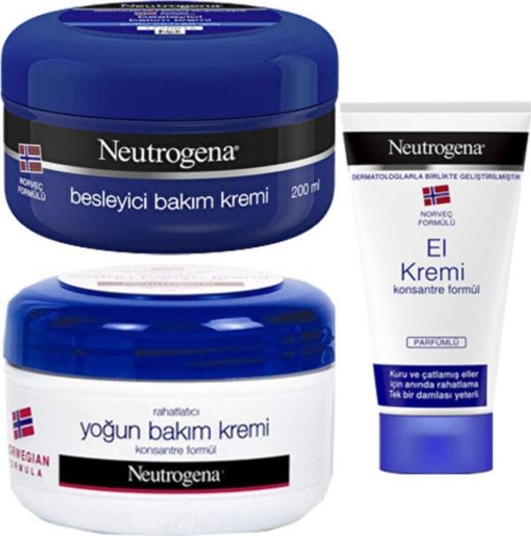 Neutrogena Besleyici Bakım Kremi + Yoğun Bakım Kremi 200+200 Ml + El Kremi Parfümlü 50 Ml - Image 1