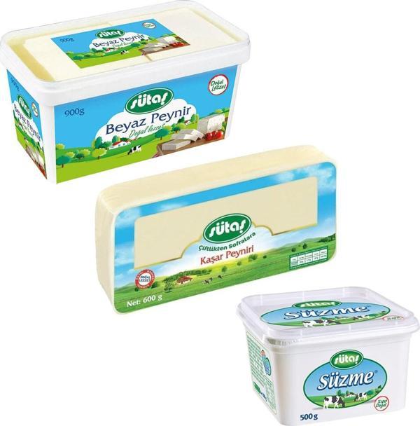 Sütaş Beyaz Peynir 900gr - Kasar Peyniri 600gr - Süzme Peynir 500gr - Image 1