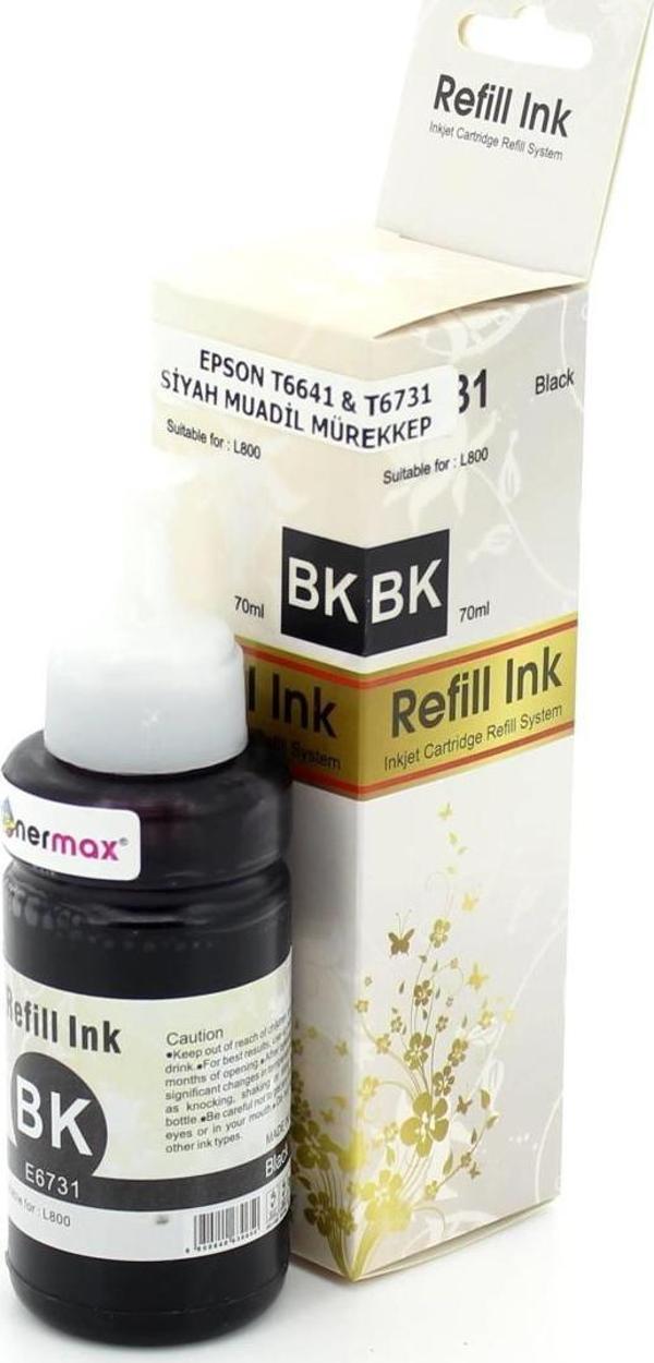 Epson T6731 Siyah Muadil Mürekkep Tüpü 70ml/ L800 / L805 / L810 / L850 / L1300 / L1800 - Image 1