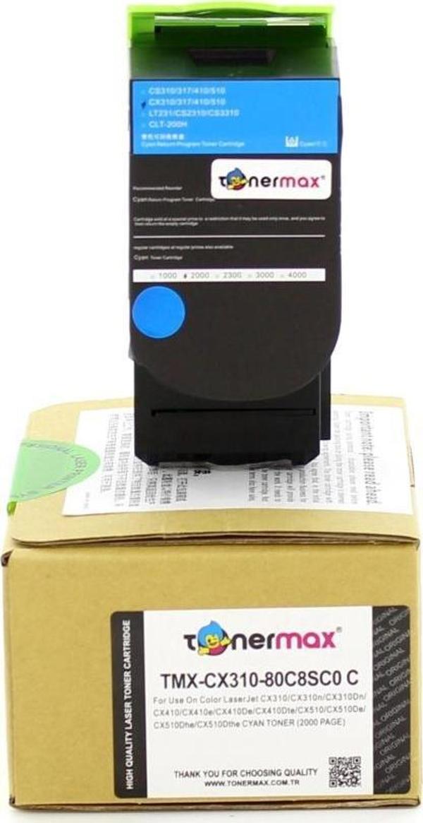Lexmark 80C8SC0 Mavi Muadil Toner / CX310 / CX410 / CX510 - Image 1